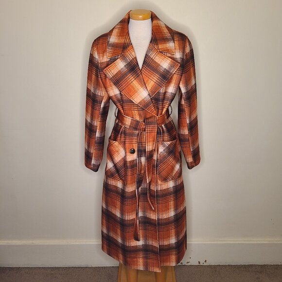 NVLT Plaid Belted Lined Trench Coat - Size Large NWT - Picture 2 of 8